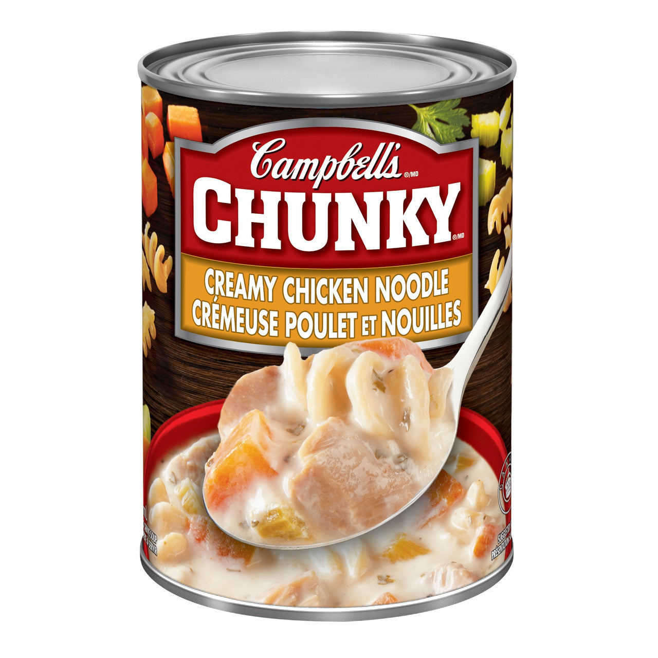 Campbell's Chunky, Creamy Chicken Noodle Soup, 540ml Can Front Side